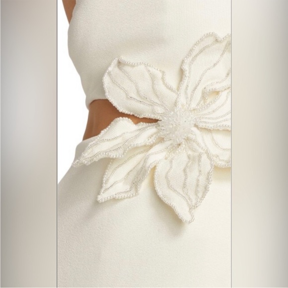 PatBO Flower Applique Midi Dress in Ivory - Picture 5 of 13